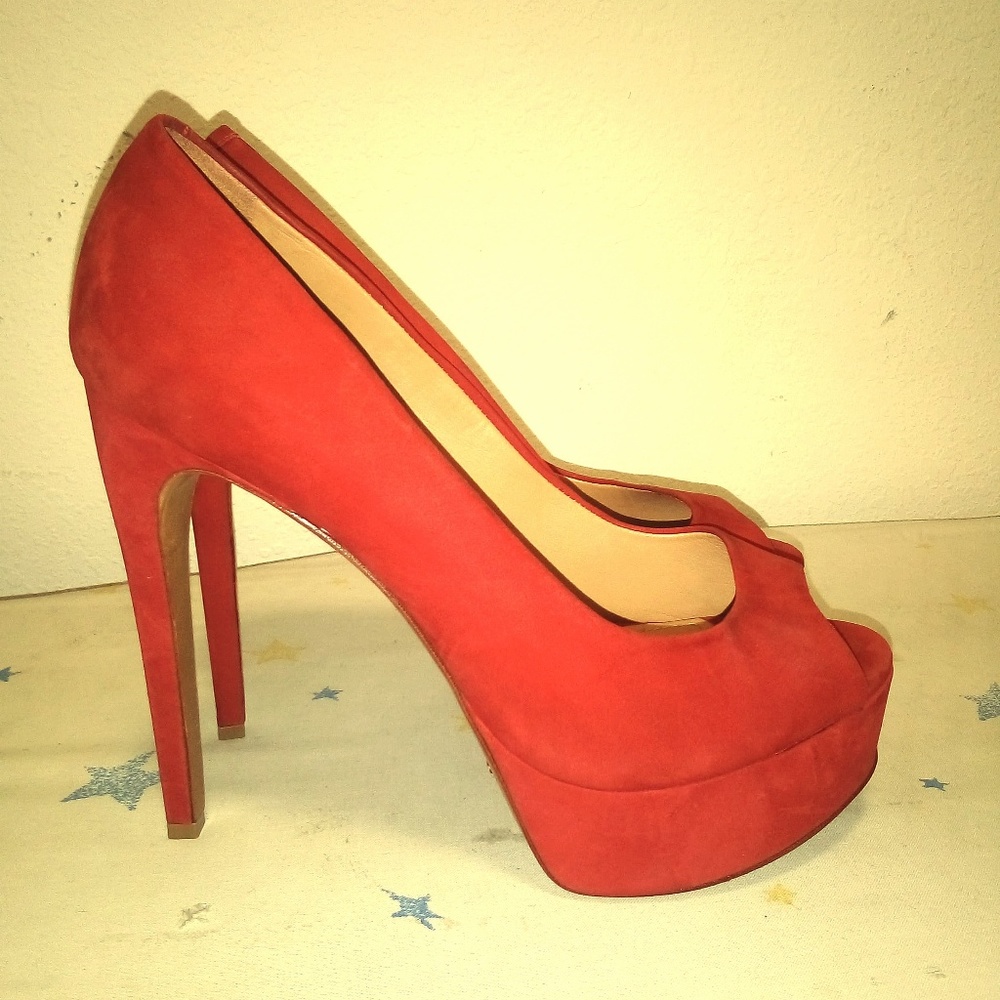 SCHUTZ Red Suede Stilettos